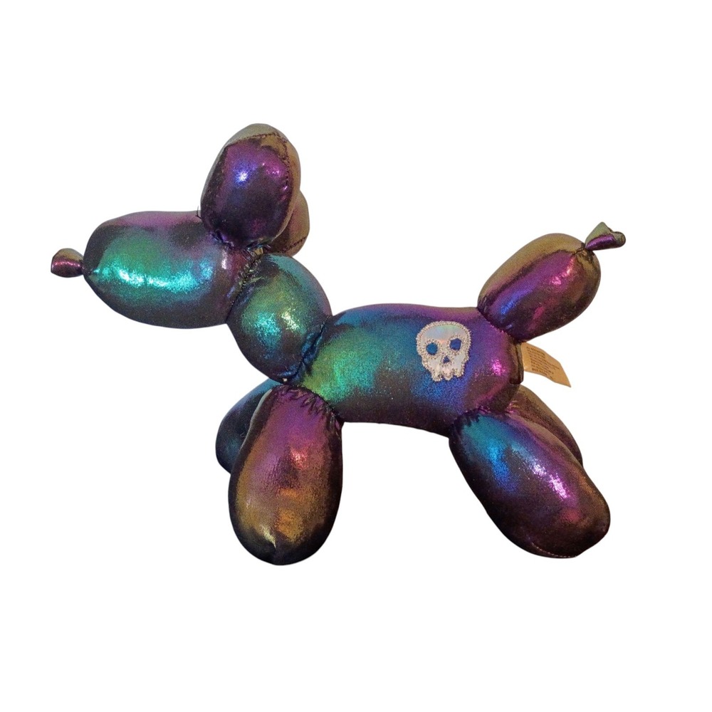Halloween Iridescent Rainbow Skull 8" Balloon Dog Stuffed Animal Plush Toy‎